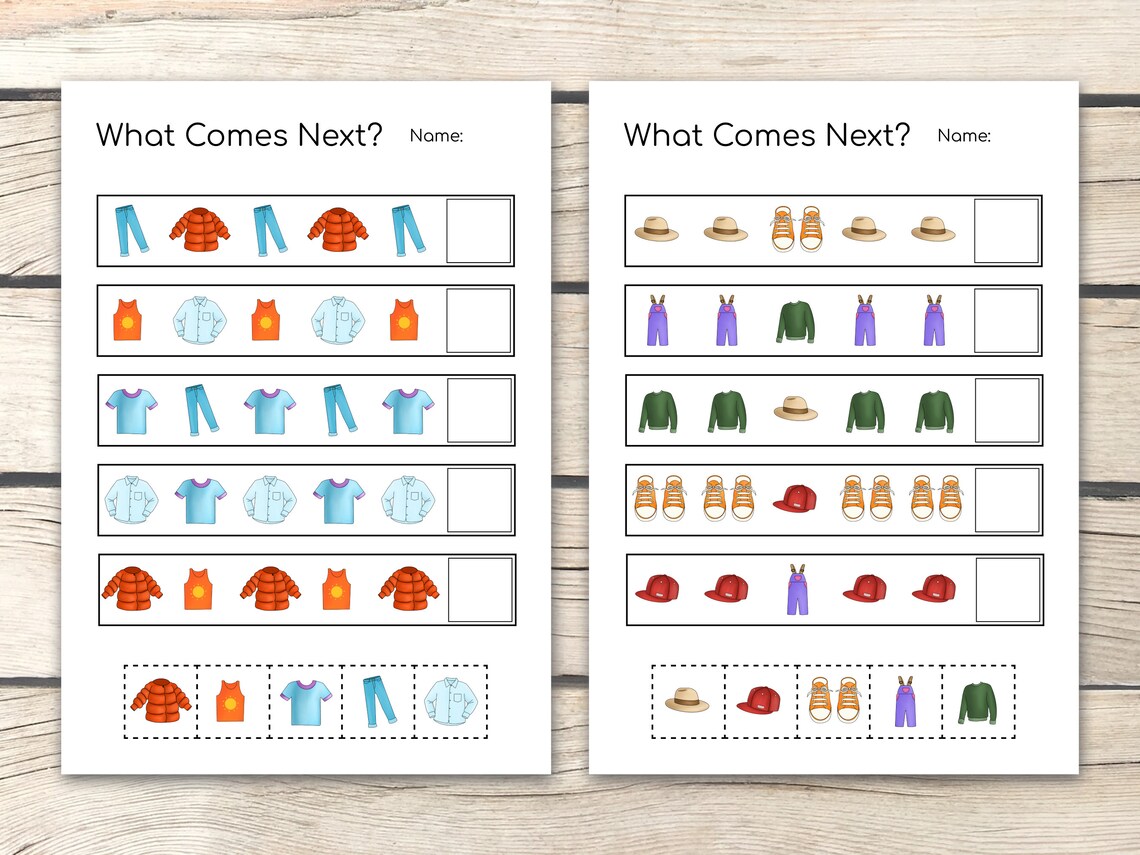 Clothes Pattern Worksheet: Preschool Kindergarten Activity (PDF ...