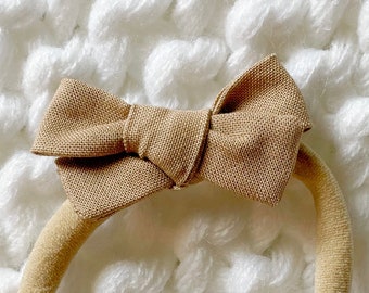 Neutral Baby Nylon Headband, Soft Newborn Bow, Dainty Infant Hair Accessory, Girl School Hair Clip, Toddler Hairclip, Small Baby Headband