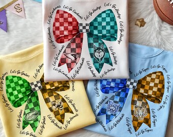 Personalized Watercolour House Divided Bow Shirt, House Divided Checkerbox Sweatshirt, House Divided Toddler Tee, House Divided Any Teams