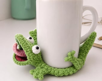 Tom Lizard Crochet Coaster PDF Pattern, Funny Reptile Mug Rug, Cute Gecko Amigurumi, Beginner Friendly Crochet
