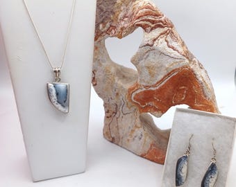 Gemstone pendant, DENDRITE stone, Sterling Silver