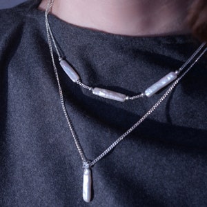 Sterling Silver Baroque Pearl Necklace: Minimalist Stick Pearl Jewelry