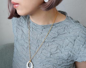 Mother of Pearl Pendant Necklace: 18k Gold Plated Sterling Silver Chain