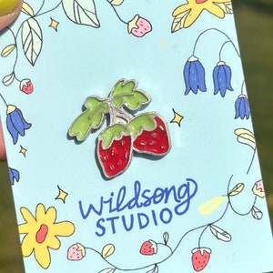 Strawberry Cold Enamel Pin | Enamel Pin | Handmade Pin | Food Pin | Fruit Pin | Cute Pin | Cozy Cottagecore Pin