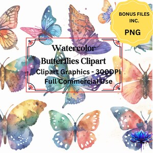 Watercolor Butterflies Clipart, painted butterfly clipart, butterfly illustrations, PNG graphics, scrapbook, Full commercial use