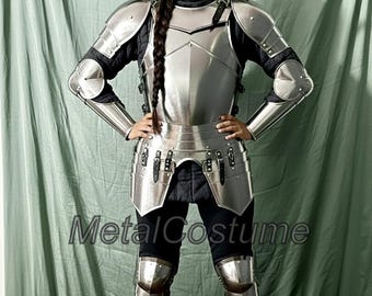 Lady Knight Full‑Plate Armor Suit – Handcrafted Medieval Steel Battle wear for Her Cosplay, LARP & Renaissance Faire