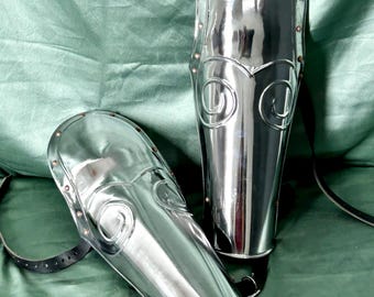 Engraved Medieval Steel Greaves Medieval Knight Leg Pair Greaves Armor Set Steel Gothic Larp Warrior Legs