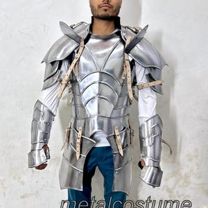 Medieval Knight Full Body Armor – Gothic Steel Suit with Gorget, Pauldrons, Tassets & Wrist Guards For Cosplay Halloween Costume