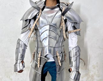 Medieval Knight Full Body Armor – Gothic Steel Suit with Gorget, Pauldrons, Tassets & Wrist Guards For Cosplay Halloween Costume