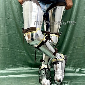 Medieval Full Leg Armor – Steel Knight Greaves, Cuisses And Sabatons | Perfect for LARP, Cosplay & Collectors
