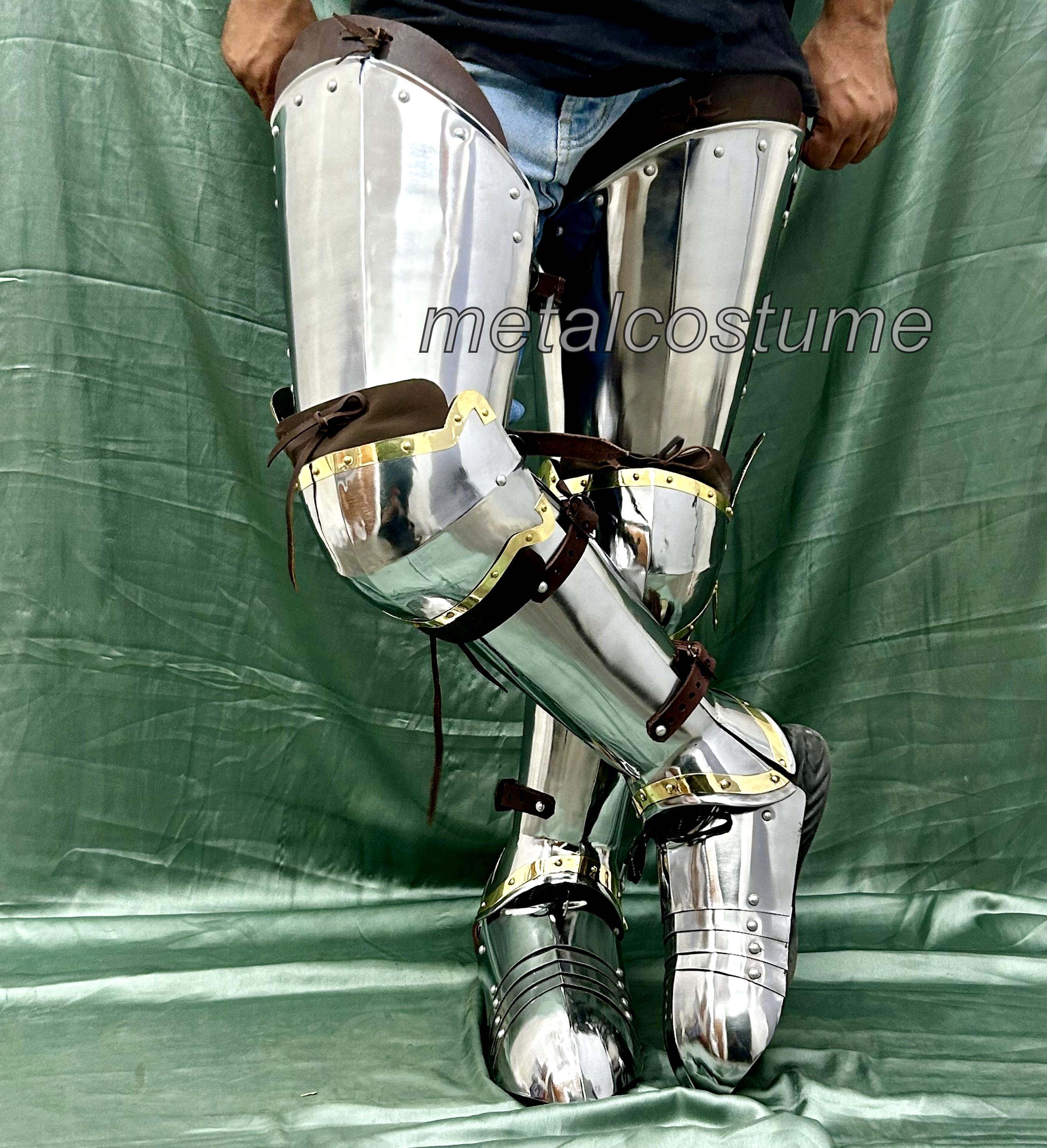 Medieval Full Leg Armor – Steel Knight Greaves, Cuisses And Sabatons | Perfect for LARP, Cosplay & Collectors