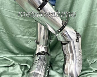 Handcrafted Medieval Leg Armor – Steel Greaves & Sabatons for Knights, LARP, SCA And Collectors