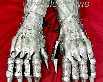 Medieval Witch King Ring Wraith Etching Knight Gauntlets –Nazgul Witch King Gloves – Fantasy Cosplay & LARP Hand Armor