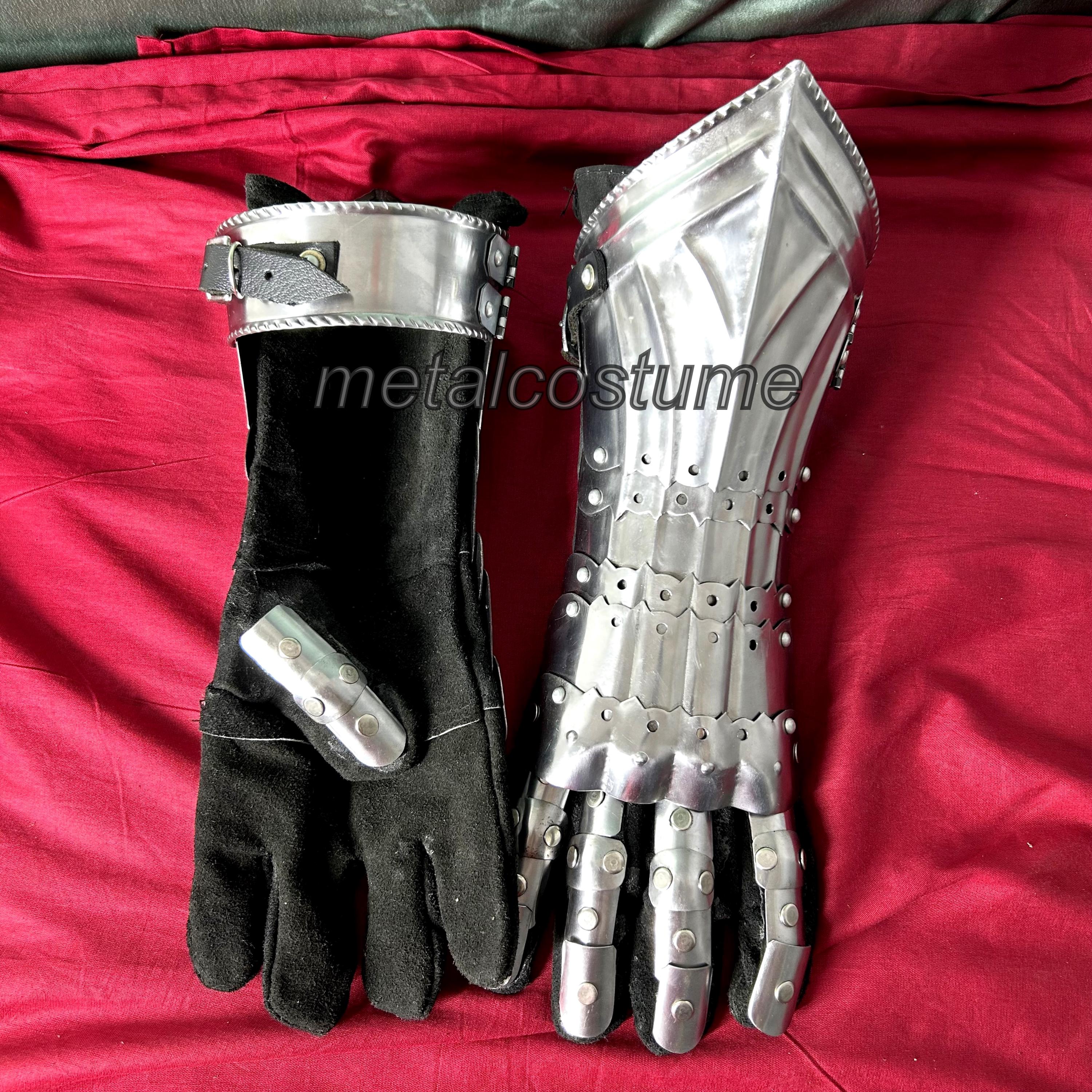 Gantelet Médiéval Fonctionnel – Acier Et Cuir – Reproduction SCA LARP