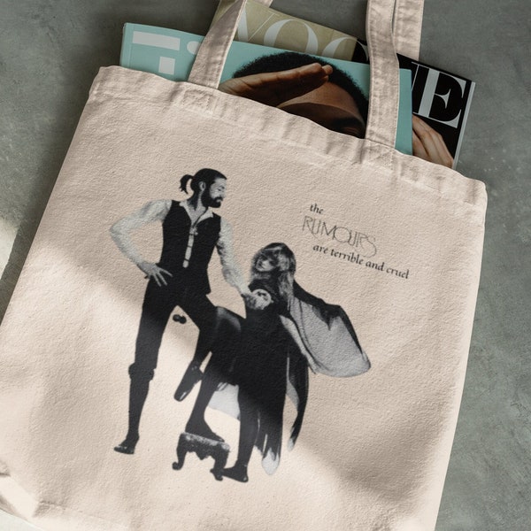 Rumors TS Tote Bag, Fleetwood Mac Album Cover, 1989 Merch, The Rumors are Terrible and Cruel, New Romantics Canvas Tote Bag