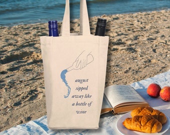 August Lyric Wine Tote, Folklore Lyric, August Sipped Away Like a Bottle of Wine Tote Bag