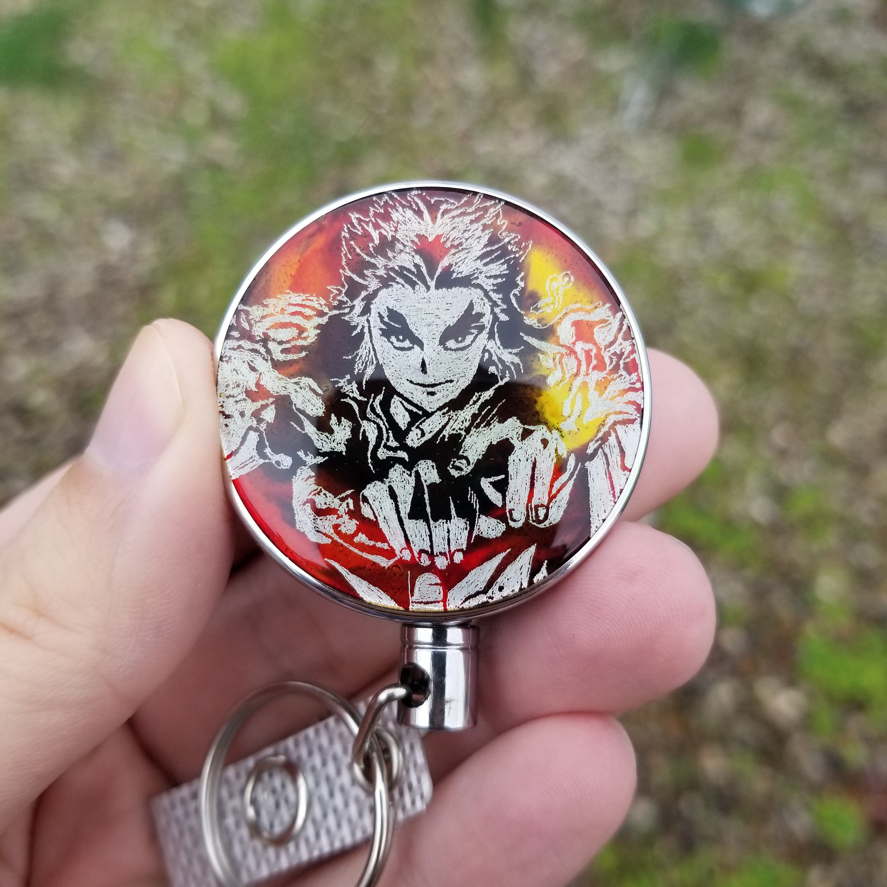 Demon Anime Slayer Painted Hand-engraved Badge Reel 