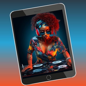 BLK Girl DJ Art Bundle | Hip Hop-Mädchen Kunst | Groovy schwarze Mädchen Kunst | Melanin Musik Kunst | Weibliche DJ Afro Art | Schwarze Mädchen Kunst | Schwarz Gir