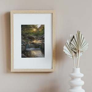 Waterfall Stream Rock Landscape Nature Digital Art Download Unique Prints for Nature Decor, Landscape Prints, Framed Art, Mouse Pads, Gifts