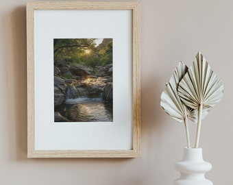 Waterfall Stream Wall Art Printable, Calming Nature Landscape, Peaceful Forest Water Decor, Serene Waterfall Print, Relaxing Nature Wall Art