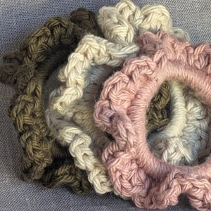 Handmade Cotton Hair Scrunchies for Ponytails or Messy Buns, Set of 3/Sorbet Delight Collection