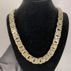 Custom-Made Chino Bar Chain in Silver & 10K Gold