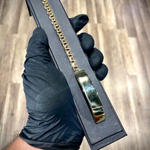 ¡Pulsera de eslabones chinos de oro sólido de 10k! Esclava tejido chino de oro sólido 10k!