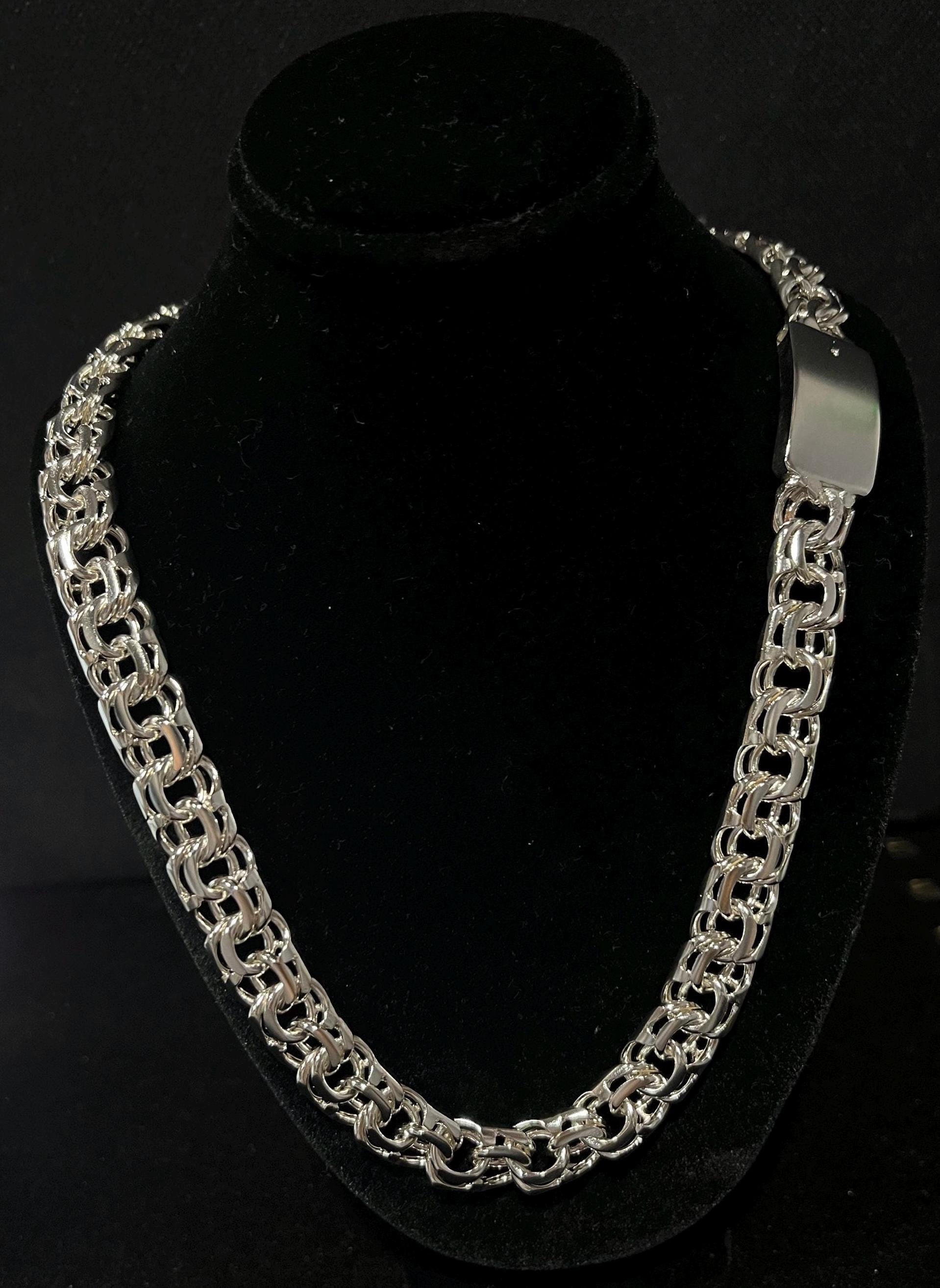 925 Silver Thick Chino Link Chain Necklace - Etsy