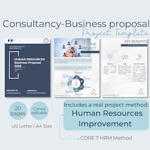 Szablon oferty doradztwa HR: Biznesplan działu kadr (Canva, US Letter i A4), usprawnienie procesów klienta