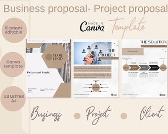 Business Project Proposal Template: Editable Canva Design (US Letter & A4) (Digital Download)