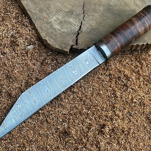 Viking Knife Custom Handmade Damascus Steel Seax Knife