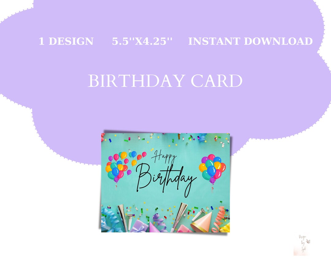 Happy Birthday Digital Printable Card Printable Card Etsy