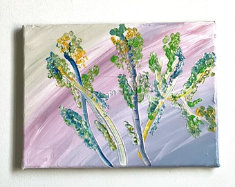 Original Abstract Floral Acrylic Painting, 9x12inch