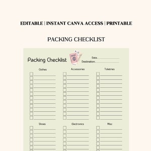 Printable Packing List, Summer Packing List, Summer Vacation Packing List, Beach Trip Packing List, Beach Vacation Packing List