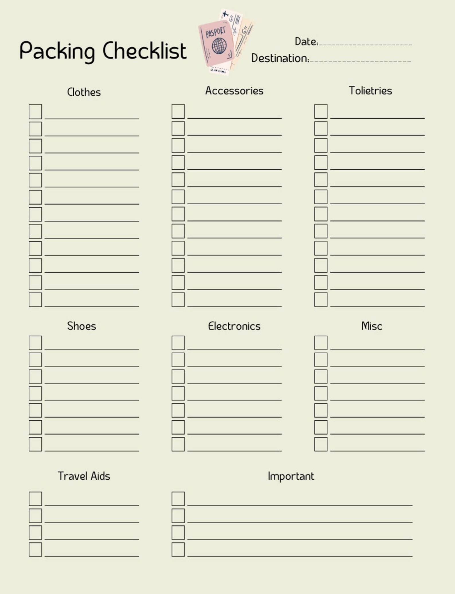 Printable Packing List, Summer Packing List, Summer Vacation Packing ...