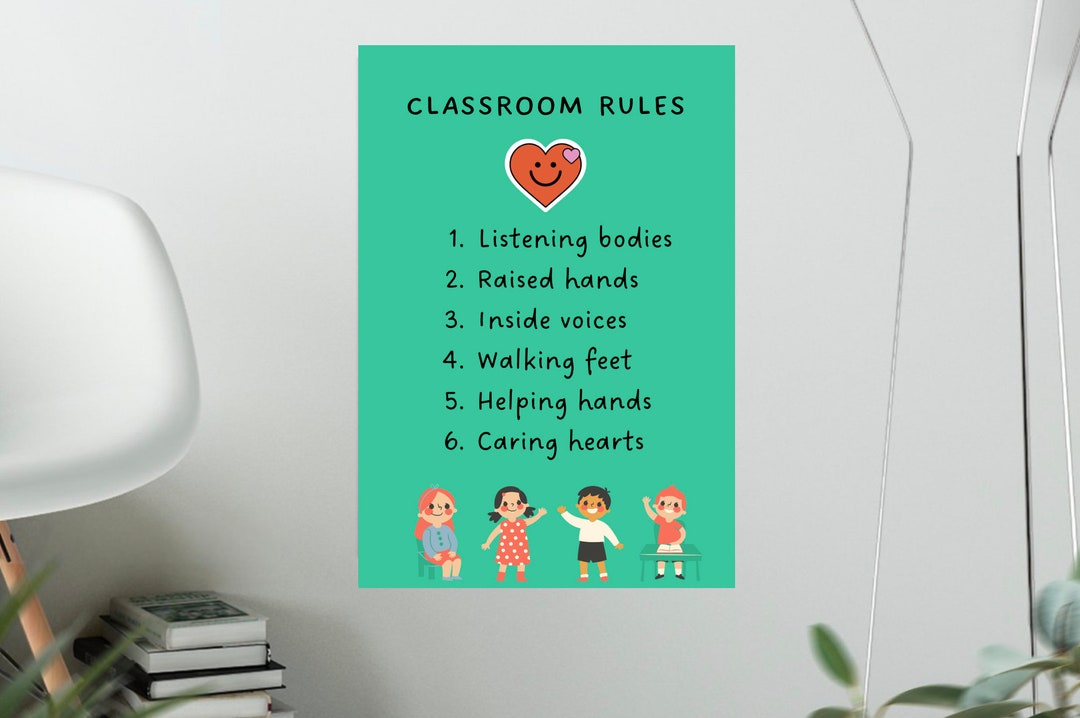 Classroom Rules Editable Template, Teacher Printable, Educator Wall Art