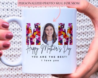 Personalized Photo Mug For Mother's Day, Custom Photo Mug Gift For Mother's Day, Floral Mug For Mother's Day Gift, Happy Mother's Day Mug