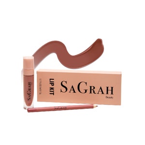 SaGrah Beauty Lip Kit - Long Lasting Liquid Lipstick and Lip Liner Set