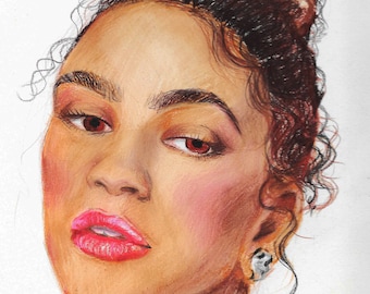Individuell koloriertes Portrait - 100% Handzeichnung, Kunstzeichnung, farbiges Selbstportrait, Buntstift, Home deco, Zeichnung für Geschenk