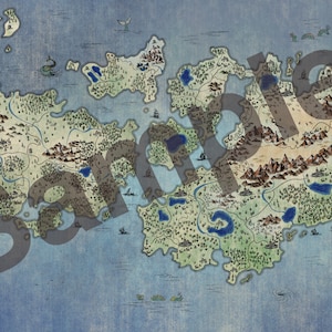 Carte du monde fantastique personnalisée | MdD, TTRPG | Résolution 6k