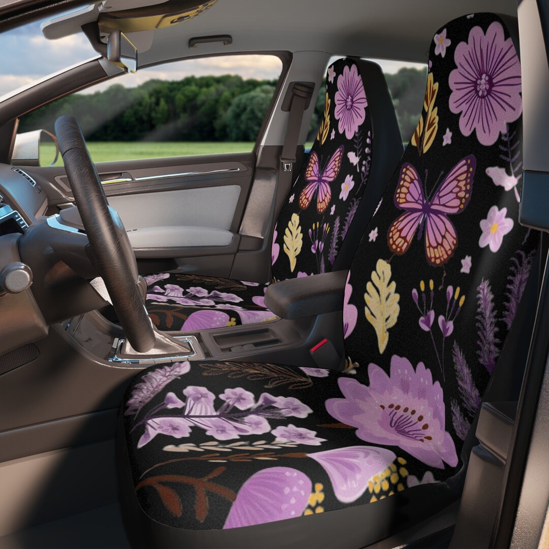 Lilac and Pink Butterfly Folk Flower Seat Covers Cute Etsy