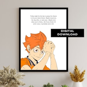 Anime Manga Poster _ Minimalist Anime Poster _ Minimalist Poster _ Anime Quotes _ Sports Quotes_ Hinata Shoyo _ Talent Quote