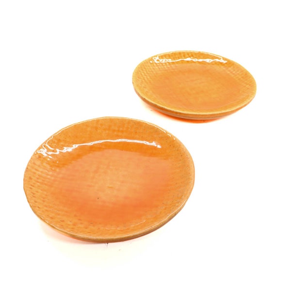 Pottery Barn | Set of 2 | Small Plates | Made in Portugal | Orange | Saucers | Dishes | Serving | Dinnerware | Party | Kitchen | 5"