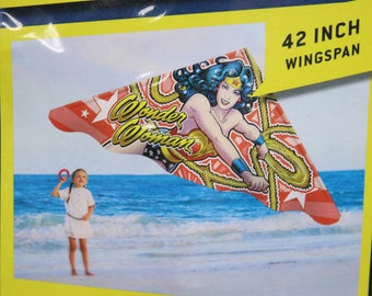 Wonder Woman 42 inch Kite. 200 feet flying line. KiteDrone. Deltawing Performance Kite. Summer Activities. Ready to fly. No assembly.