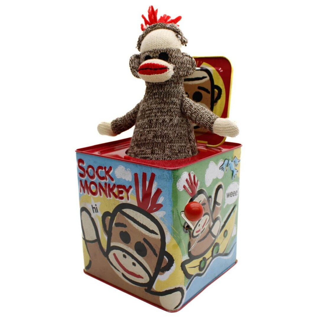Schylling Sock Monkey Jack in the Box 2008 Etsy