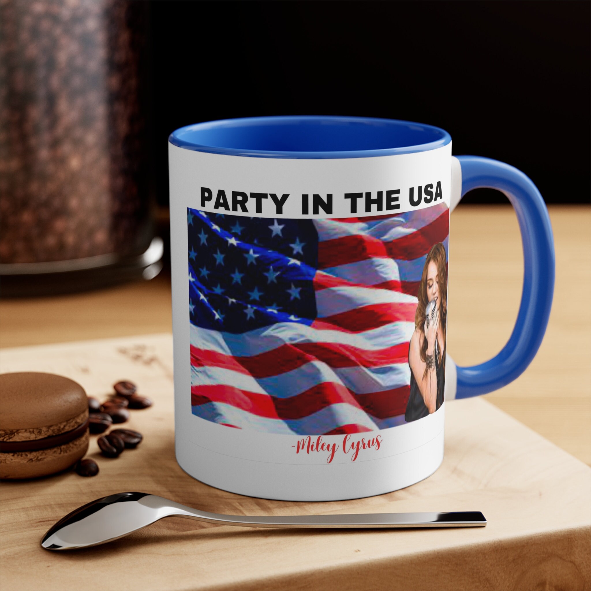 American Patriotic Flag, Funny 4th of July mug, Patriotic gift for Fourth of July, Miley Cyrus