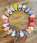 Handmade Rattle Sound Mice Cat Toy, 100% Cotton Variety Pack