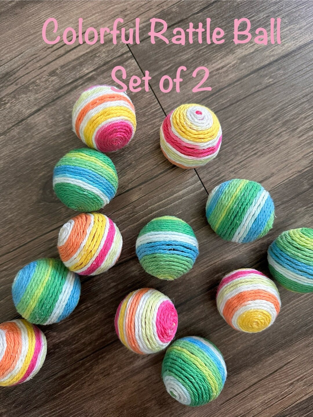 Pet Rattle Ball Colorful Rattle Ball for Cat and Small Pet, Cotton Yarn Covered Rattle ...