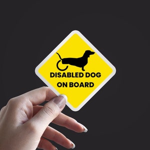 Disabled Dog On Board Vinyl Decal: Handicap Dog Sticker