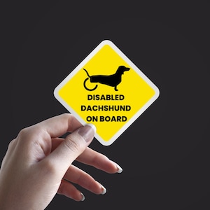 Disabled Dachshund On Board Vinyl Decal: IVDD Awareness Sticker